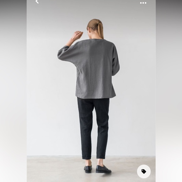 Ode to Sunday Linen Long-sleeve Black Small - Picture 1 of 5